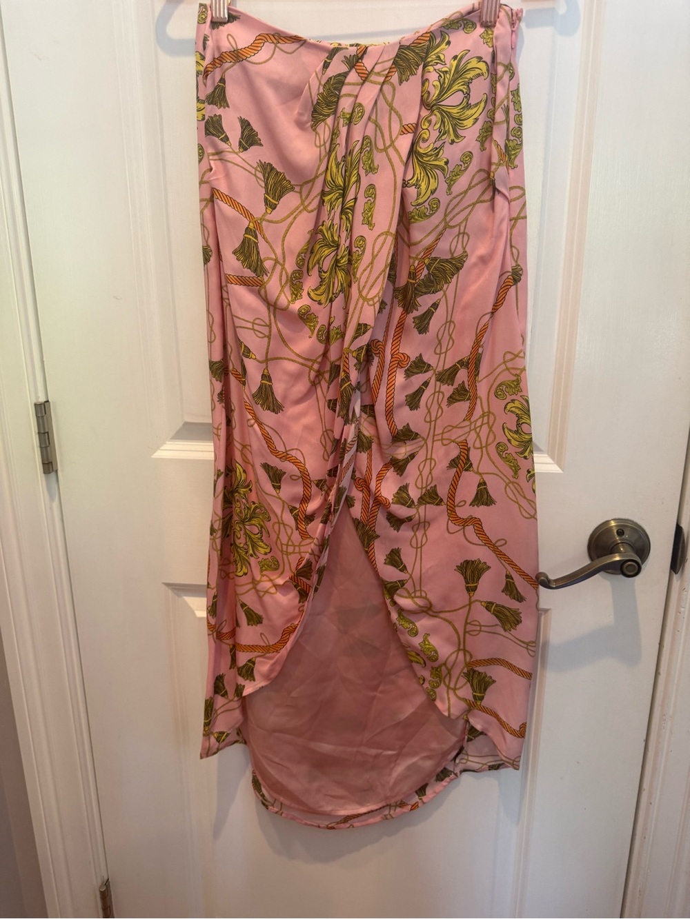 Pink Floral Chain Print Wrap Skirt